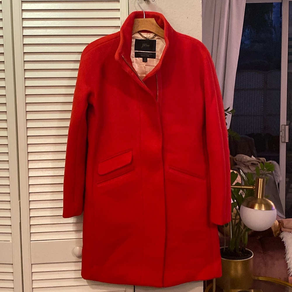 J Crew red Wool coat. Great condition. Size 0.